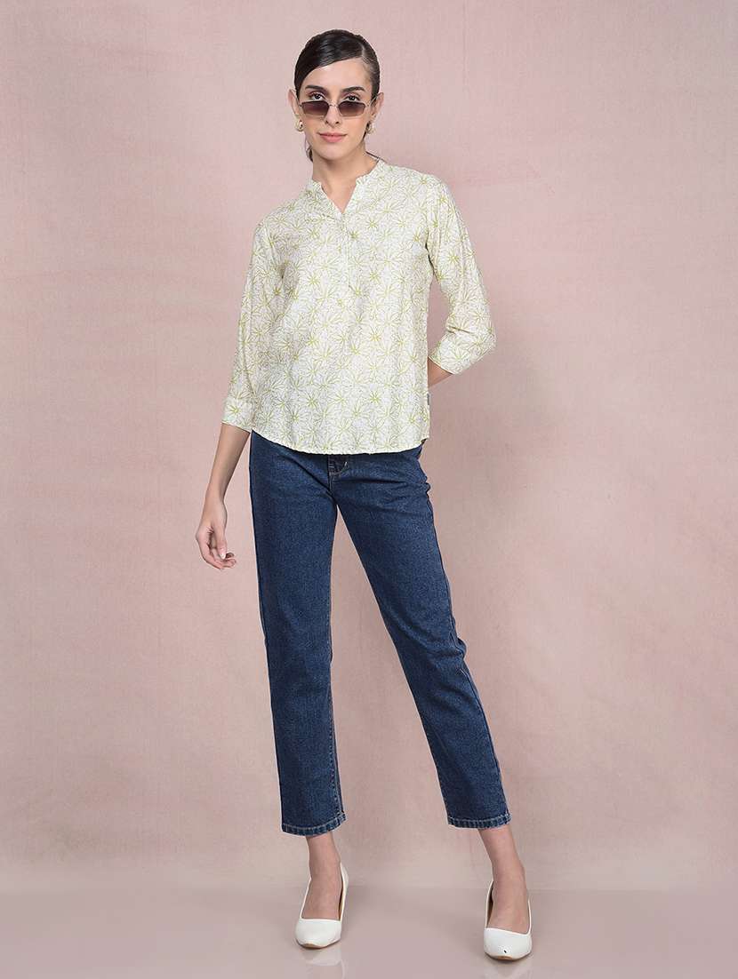 women printed mandarin neck regular top - 21854906 - Standard Image - 6