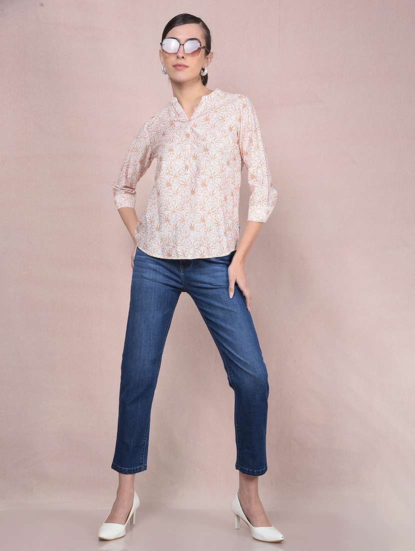women printed mandarin neck regular top - 21854907 - Standard Image - 6