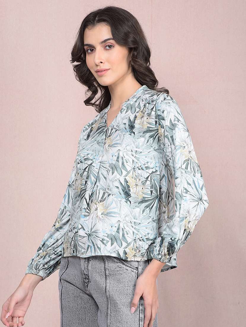 women printed puff sleeves regular top - 21854916 -  Standard Image - 1