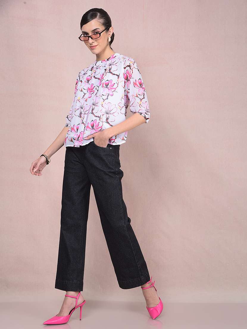 women floral printed puff sleeves regular top - 21854921 -  Standard Image - 6