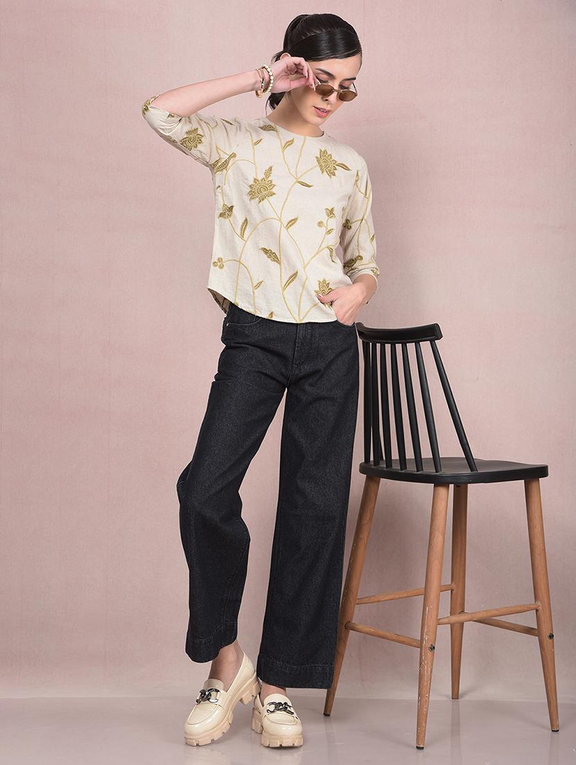 women embroidered three quarter sleeves regular top - 21854923 - Standard Image - 6