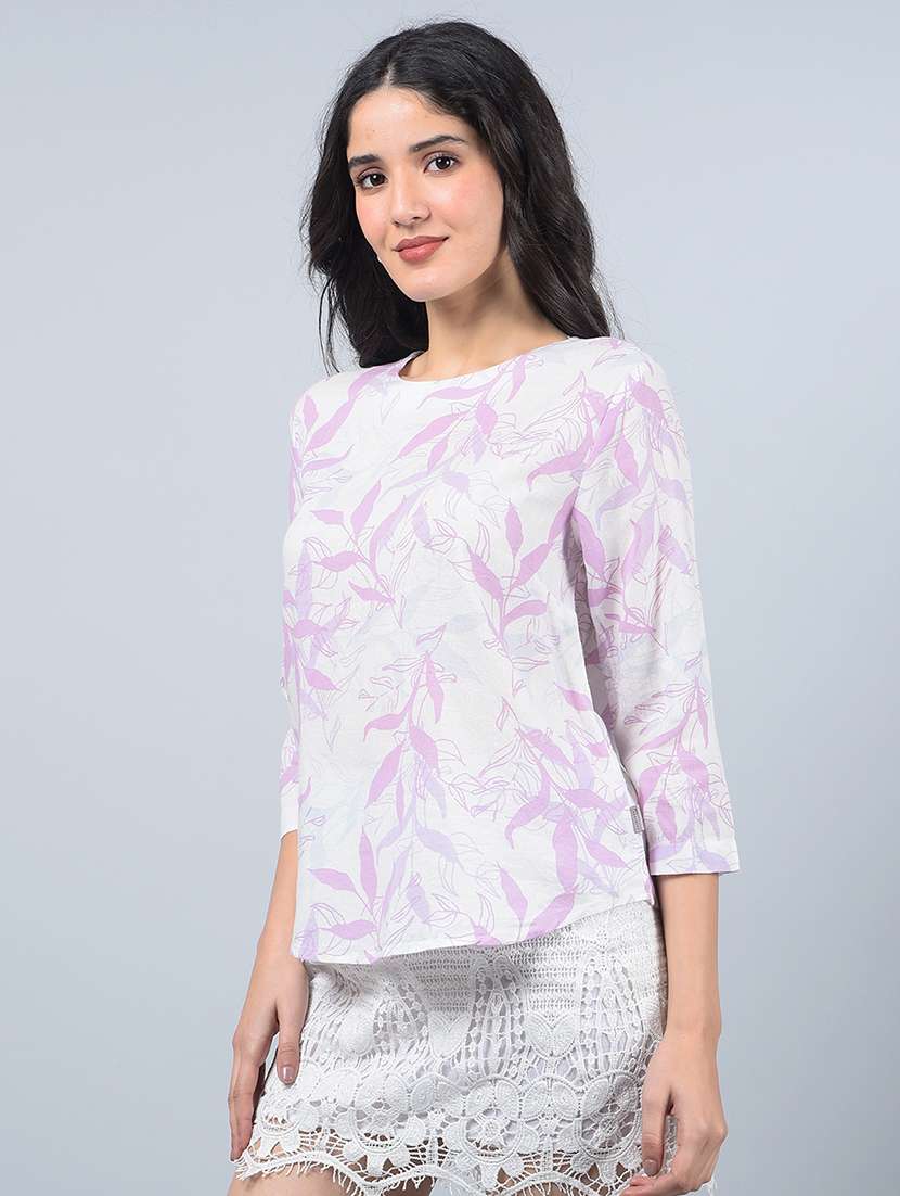 women printed round neck high low top - 21854927 -  Standard Image - 1