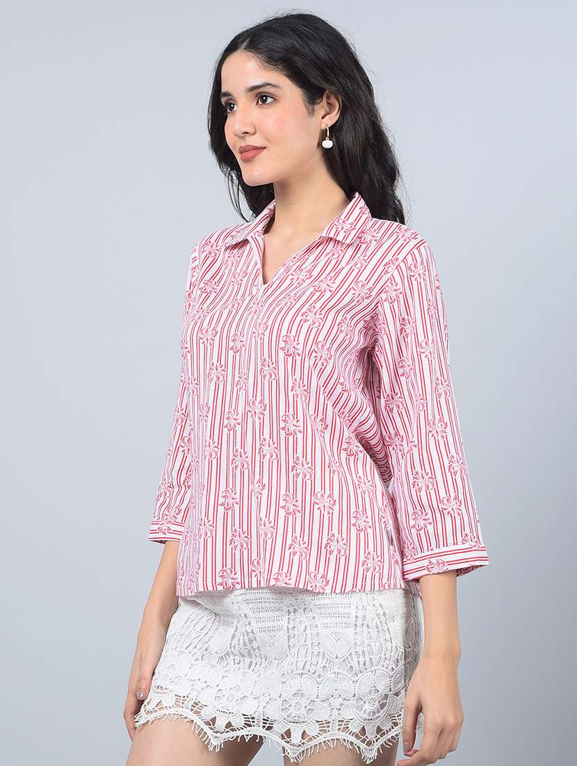 women printed collared regular top - 21854931 -  Standard Image - 1
