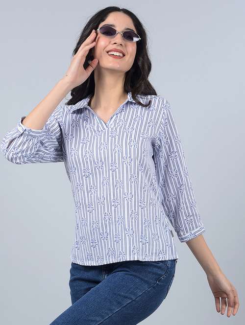 women printed collared regular top - 21854932 - Standard Image - 0