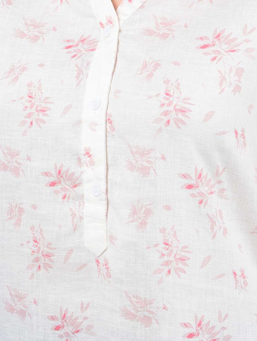 women printed mandarin neck high low top - 21854934 -  Standard Image - 4