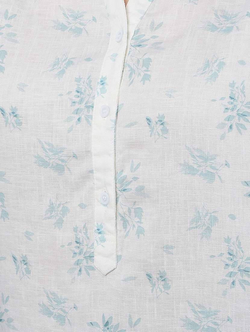 women printed mandarin neck high low top - 21854935 -  Standard Image - 4