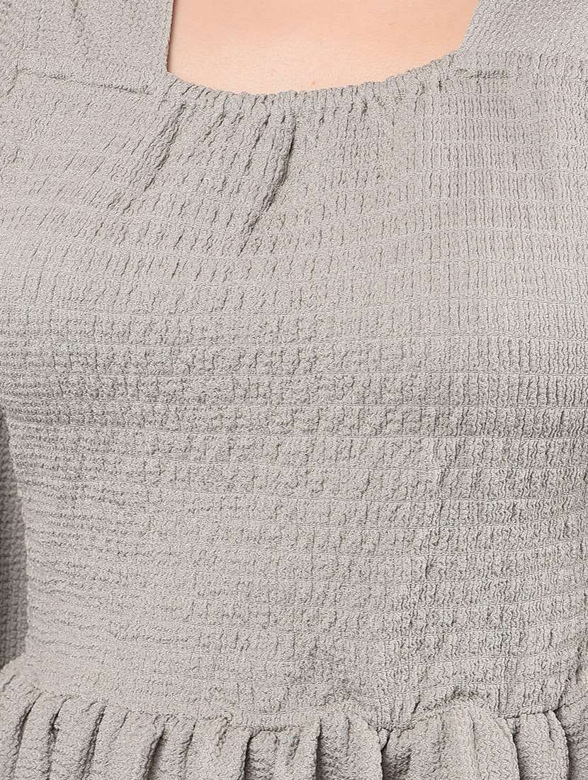 women smocked detailed puff sleeves peplum top - 21854937 -  Standard Image - 4