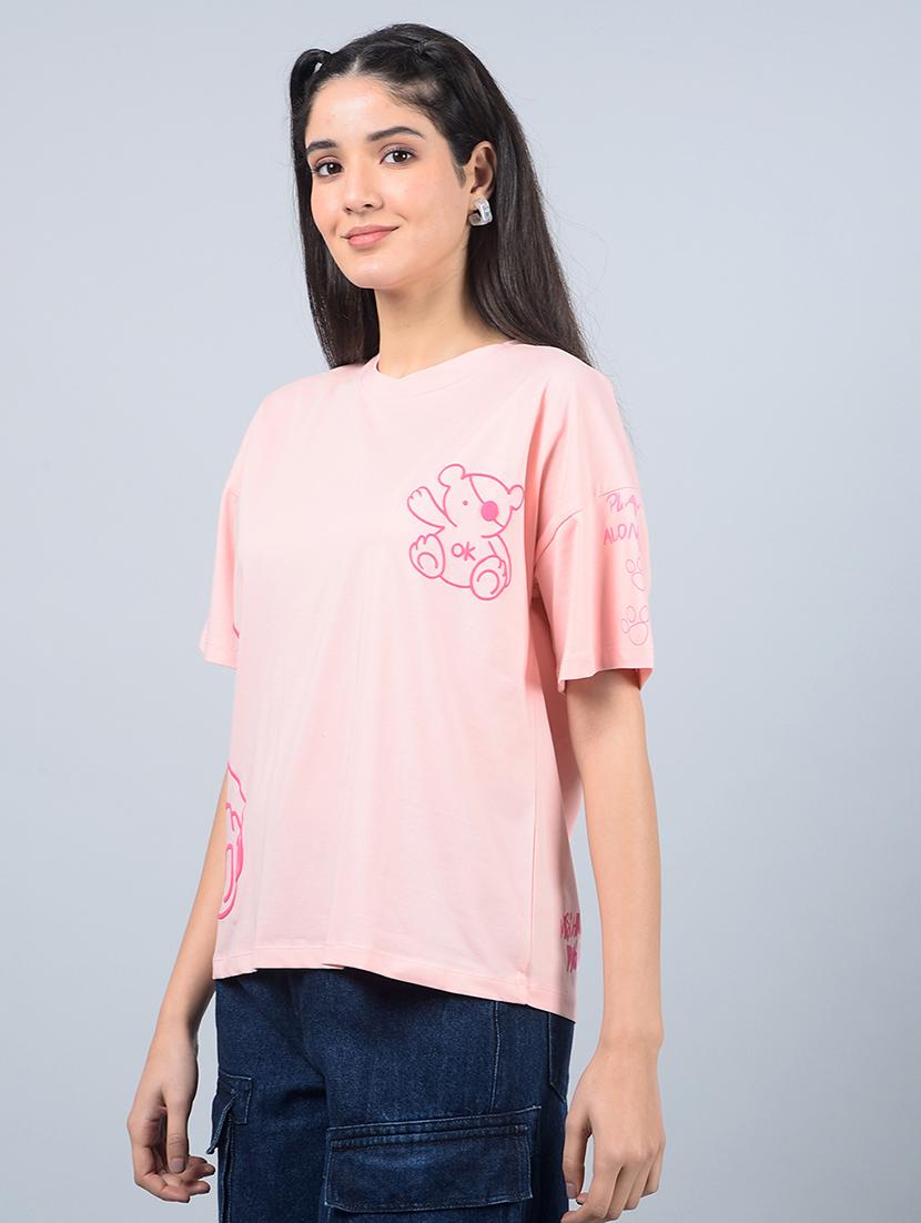 women printed short sleeves oversized t-shirt - 21854943 - Standard Image - 1