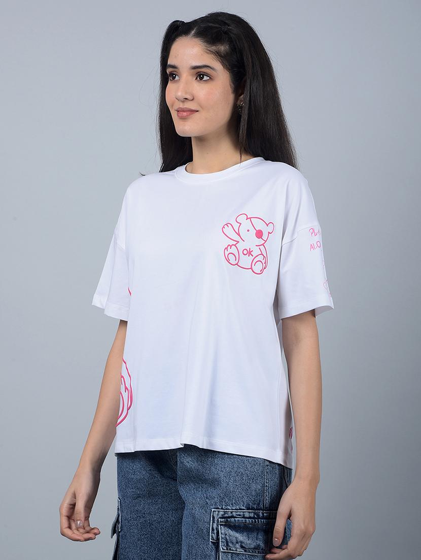 women printed short sleeves oversized t-shirt - 21854944 - Standard Image - 1