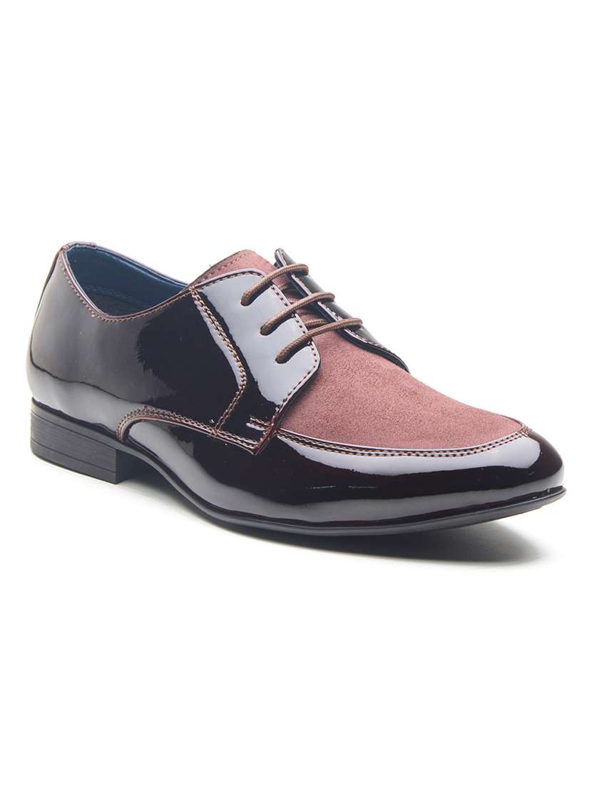 men maroon lace-up derby