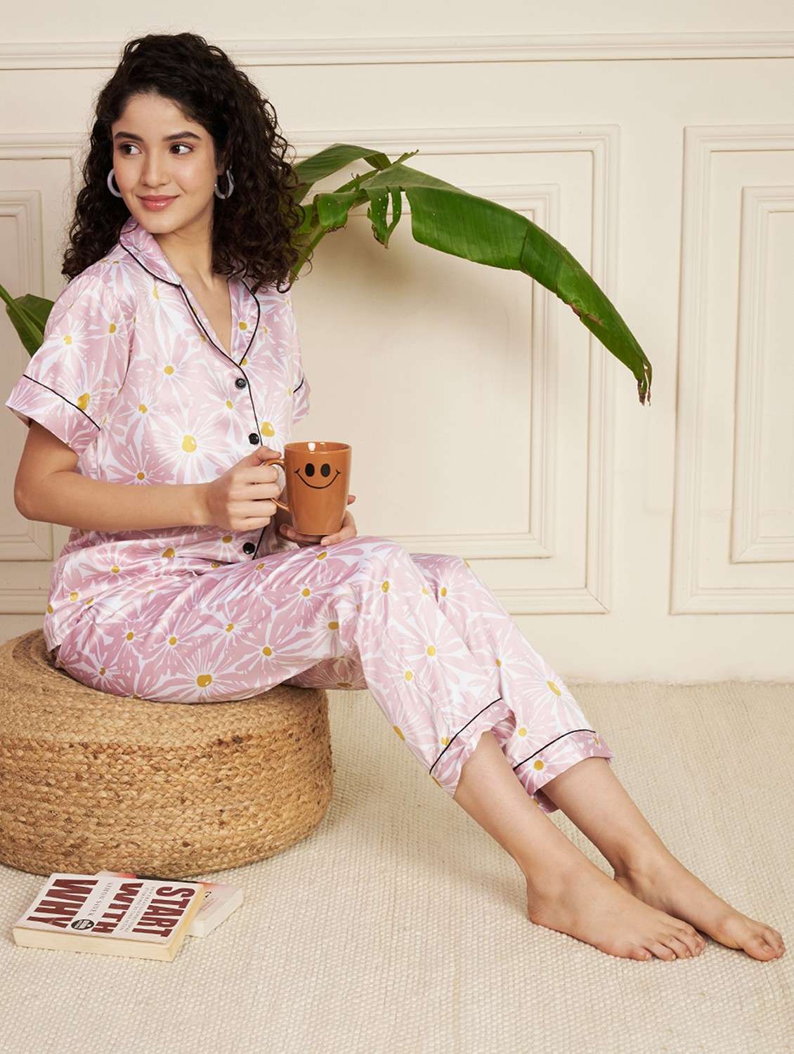 women printed nightwear pyjama set