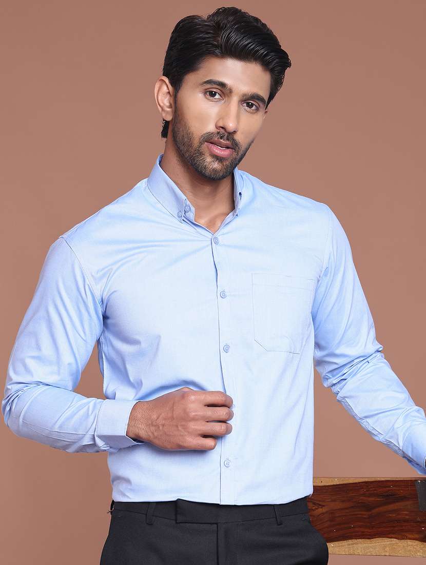 men solid long sleeve slim fit formal shirt