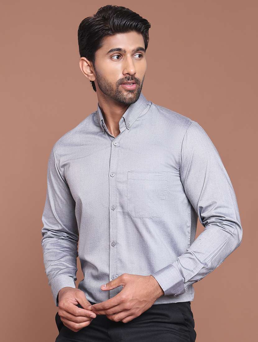 men solid long sleeve slim fit formal shirt