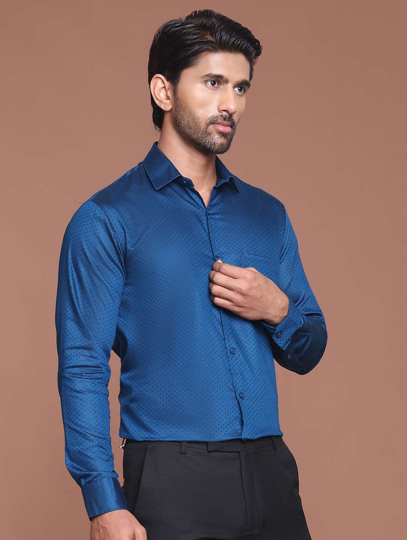 men polka dot long sleeve slim fit formal shirt - 21855051 -  Standard Image - 1
