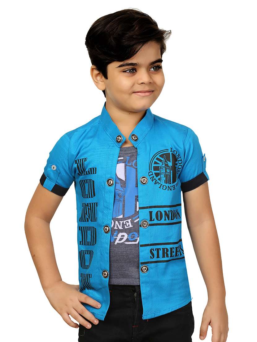 boys printed jacket with attached t-shirt