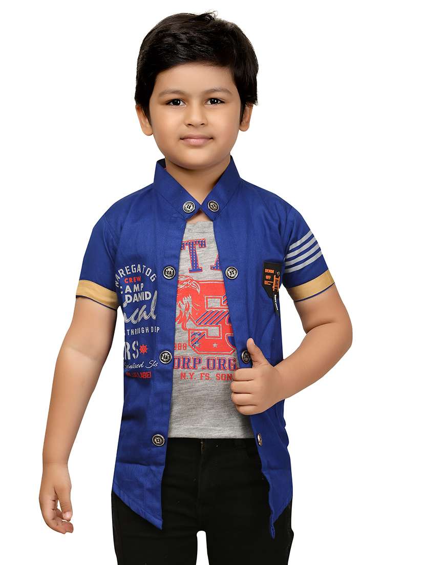 boys printed jacket with attached t-shirt