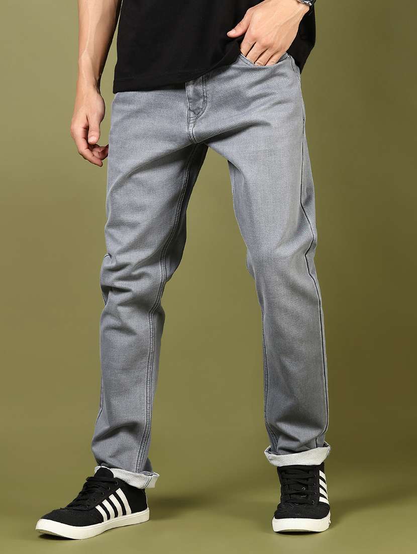 men grey mid rise full length jeans