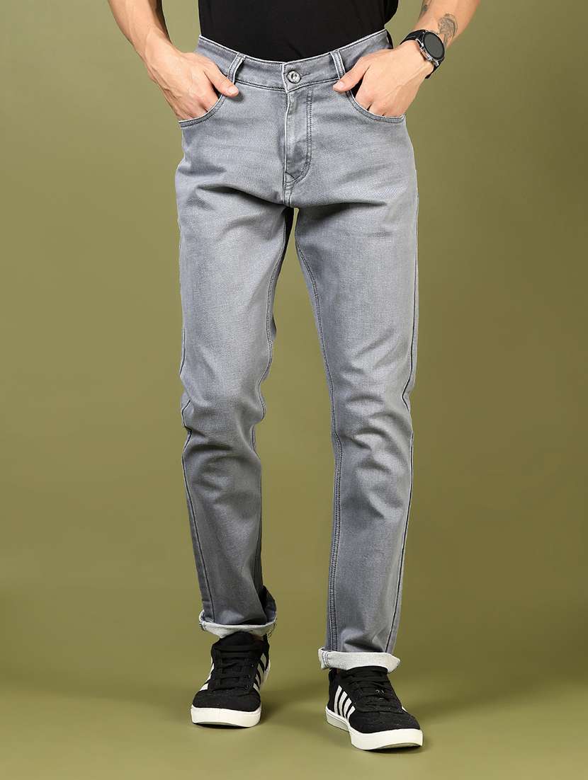 men grey mid rise full length jeans - 21855150 -  Standard Image - 1
