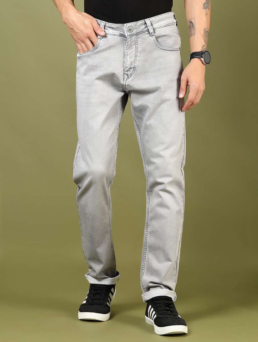 men plain mid rise full length denim jeans - 21855180 -  Standard Image - 1