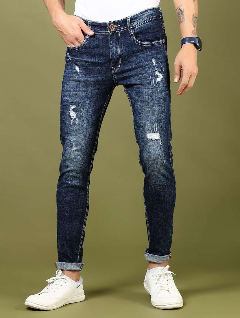 men's blue distressed denim slim fit jean - 21855190 -  Standard Image - 1