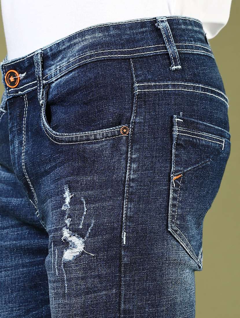 men's blue distressed denim slim fit jean - 21855190 -  Standard Image - 4