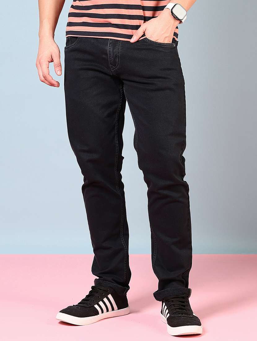  men plain mid rise full length denim jeans - 21855197 -  Standard Image - 1