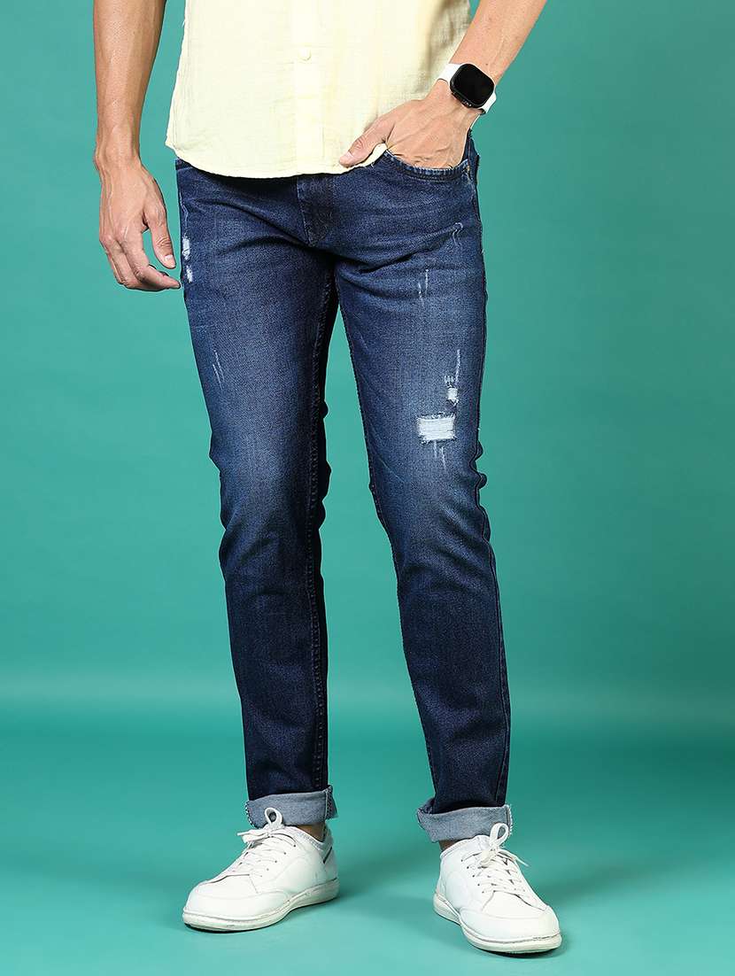 men solid mid rise slim fit jeans - 21855200 -  Standard Image - 1