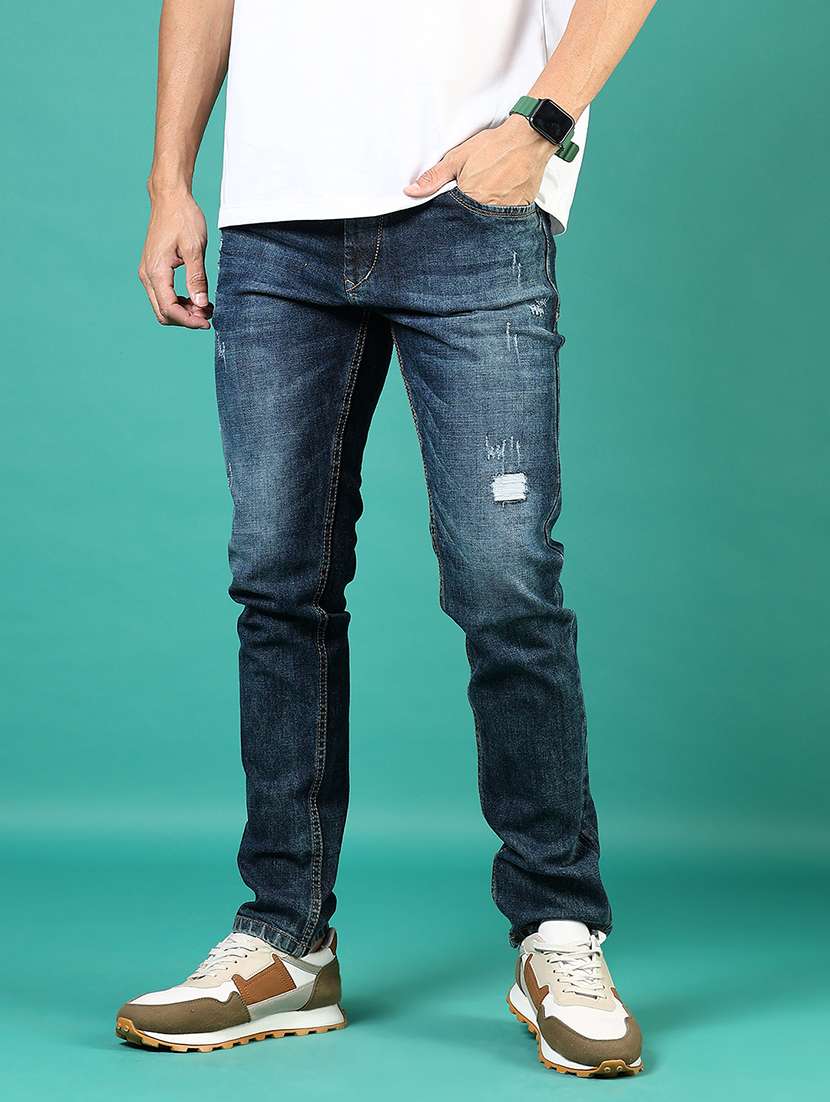 men distress mid rise full length denim jeans - 21855201 -  Standard Image - 1
