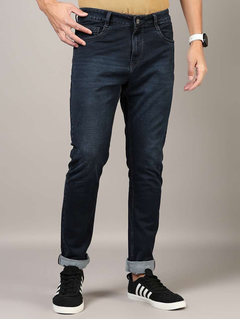 men washed mid rise full length denim jeans - 21855205 - Standard Image - 1