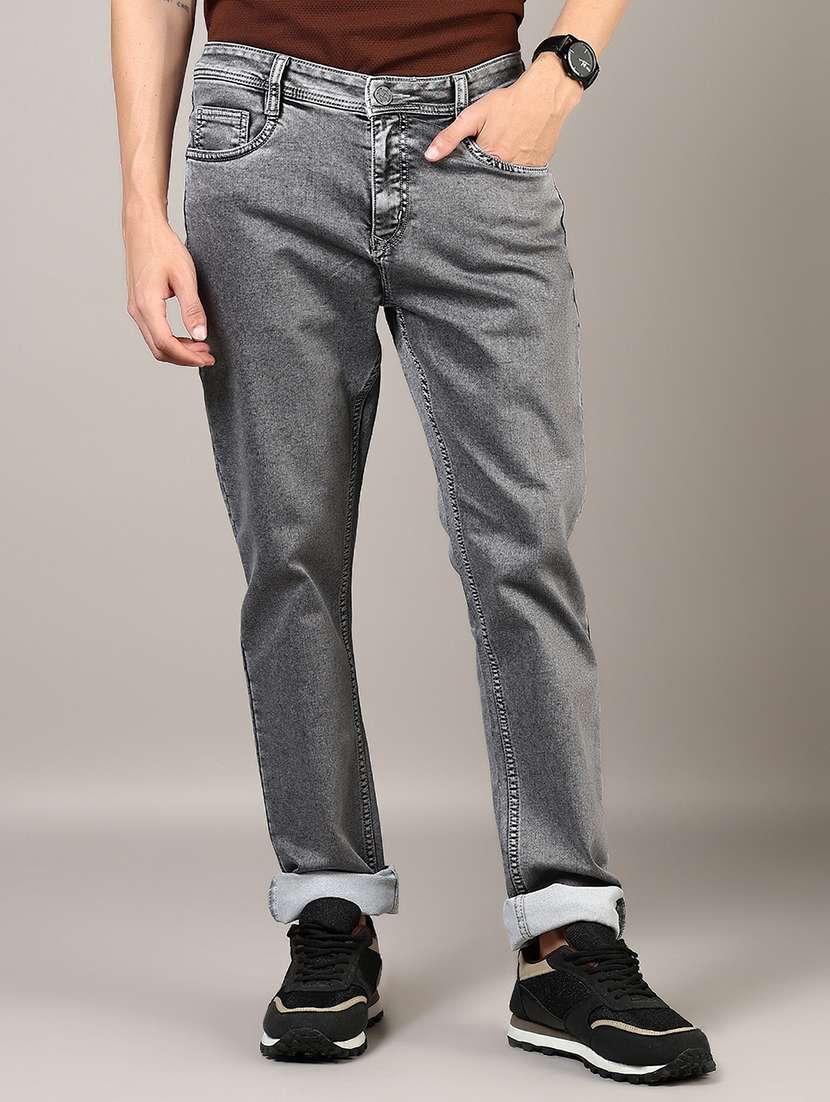 men plain mid rise full length denim jeans - 21855212 -  Standard Image - 1