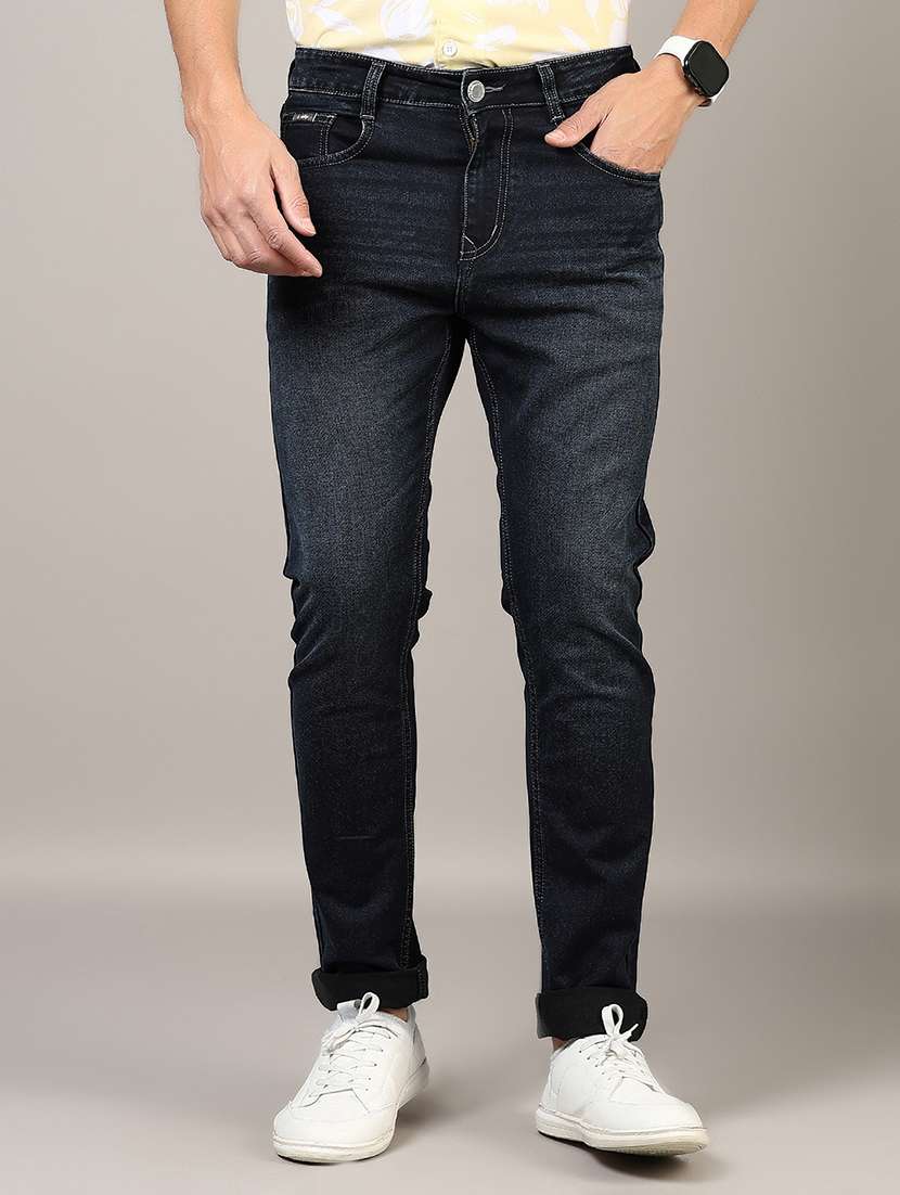 men washed mid rise full length denim jeans - 21855215 -  Standard Image - 1