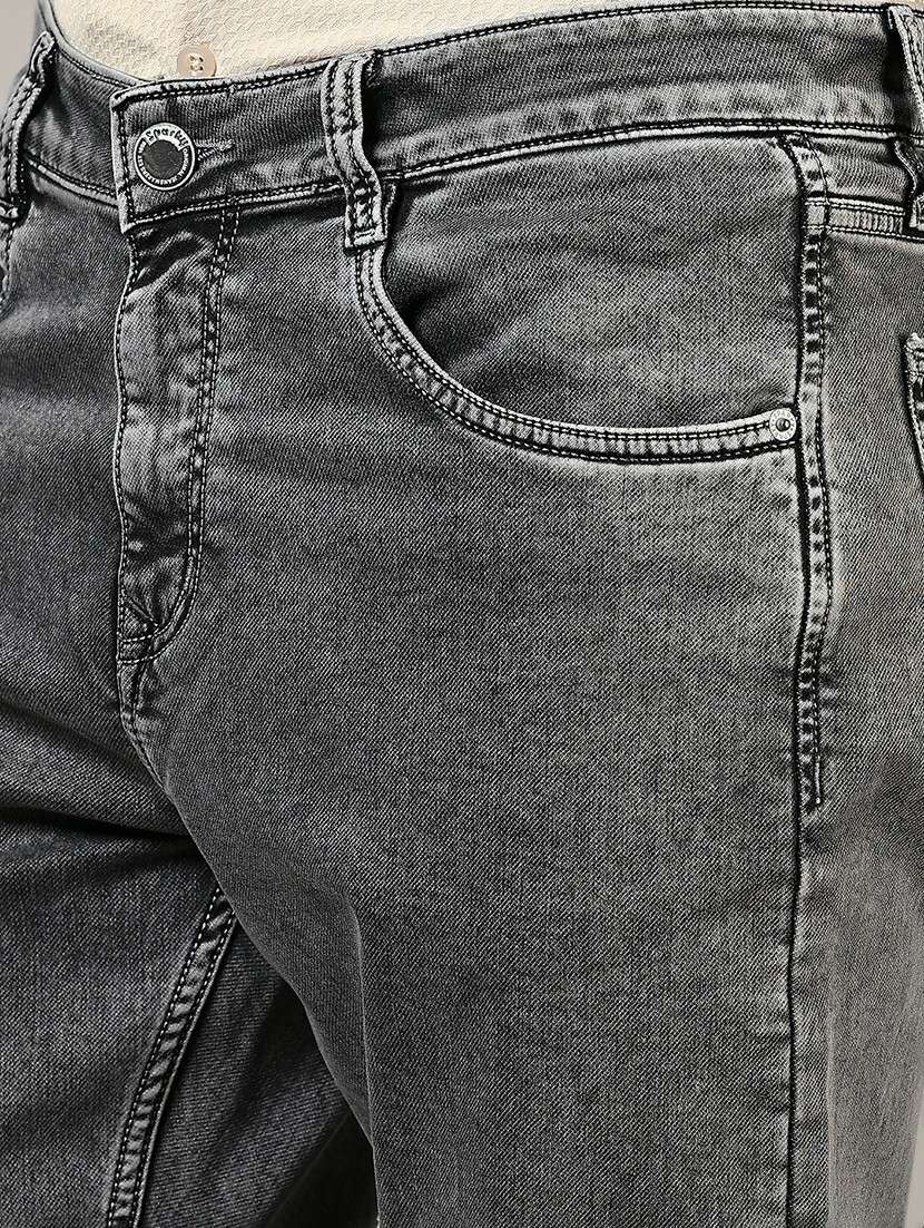 men plain mid rise full length denim jeans - 21855219 -  Standard Image - 4