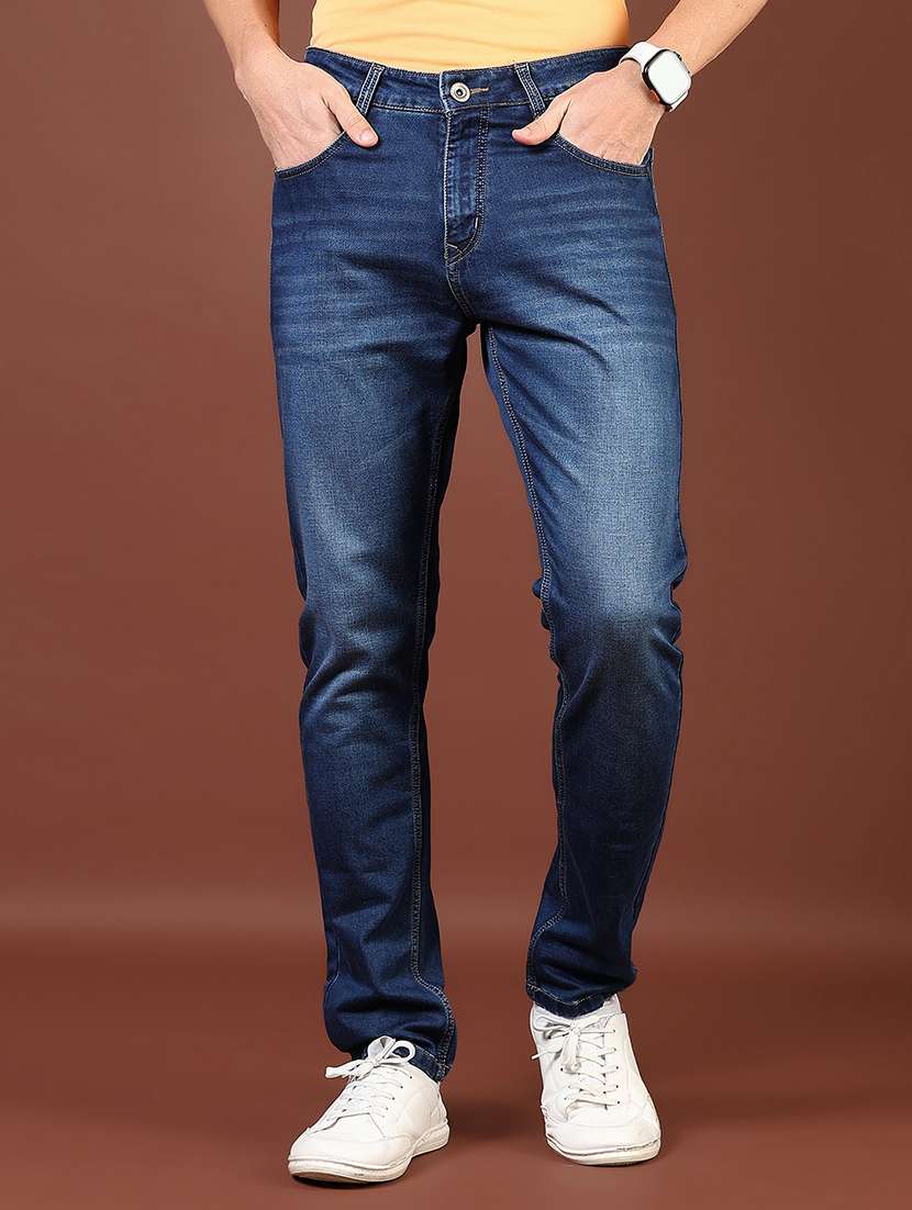 men washed mid rise full length denim jeans - 21855220 -  Standard Image - 1