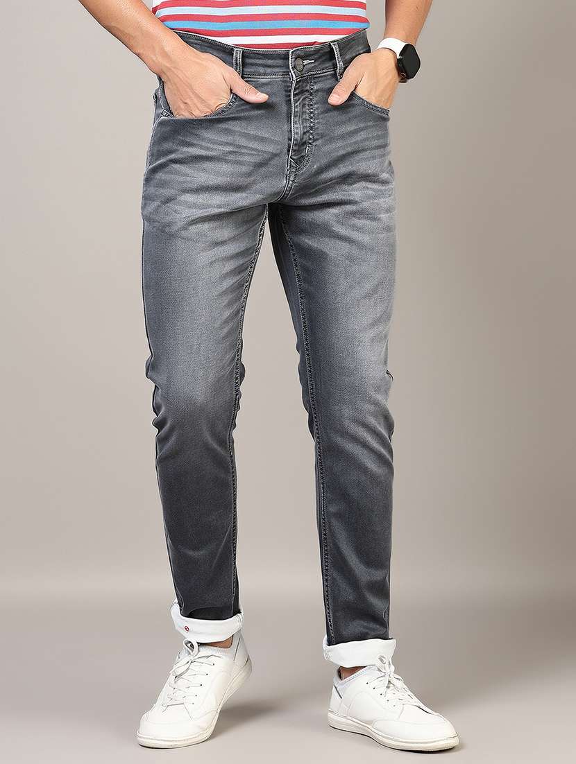 men washed mid rise full length denim jeans - 21855225 -  Standard Image - 1