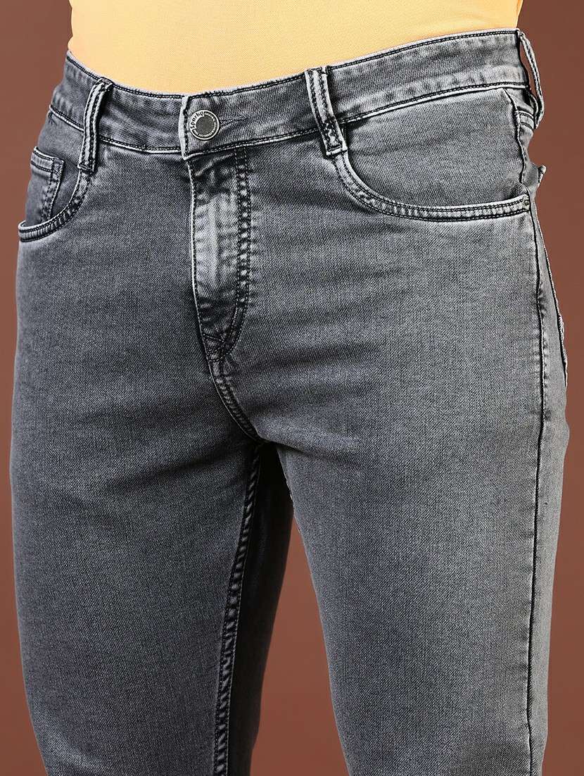 men plain mid rise full length denim jeans - 21855235 - Standard Image - 4