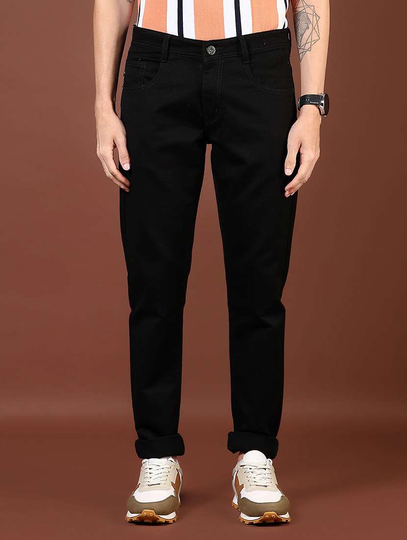 men plain mid rise full length denim jeans - 21855238 -  Standard Image - 1