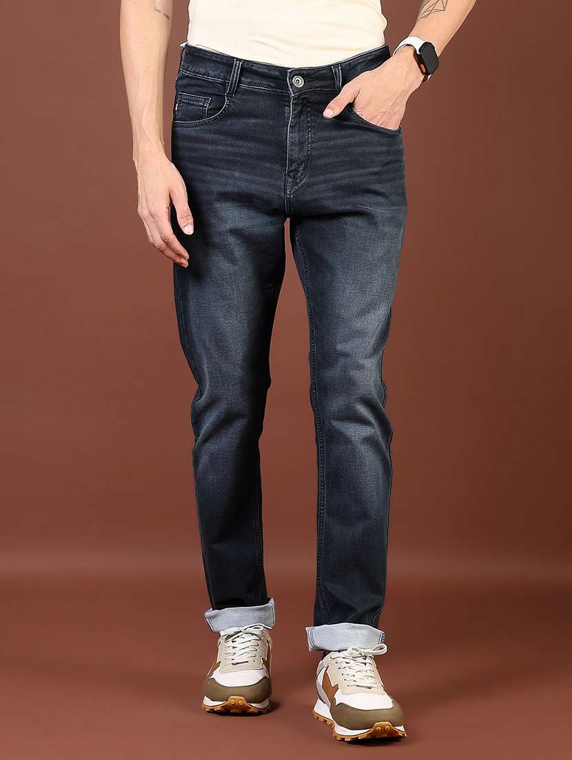 men washed mid rise full length denim jeans - 21855261 -  Standard Image - 1