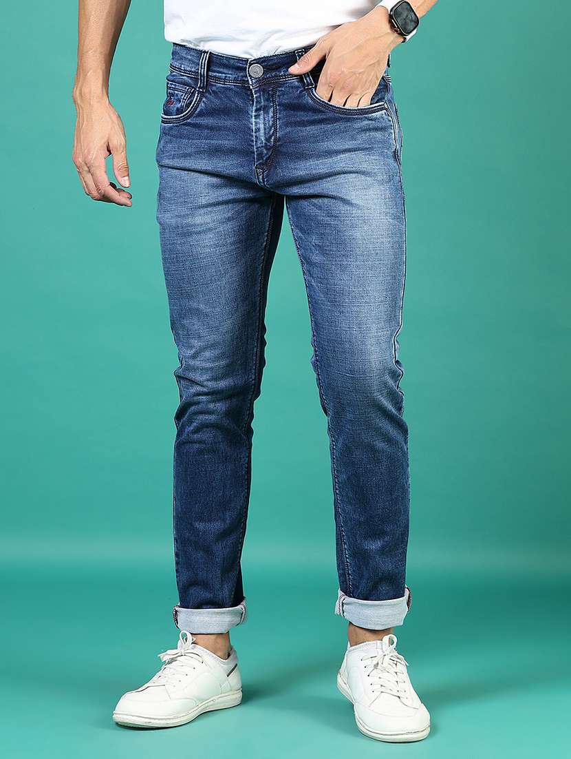 men washed mid rise full length denim jeans - 21855273 -  Standard Image - 1