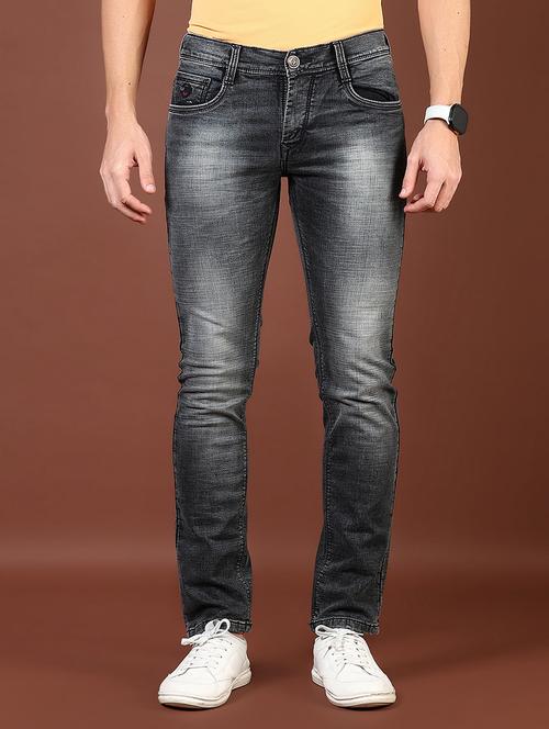 men washed mid rise full length denim jeans - 21855278 -  Standard Image - 0