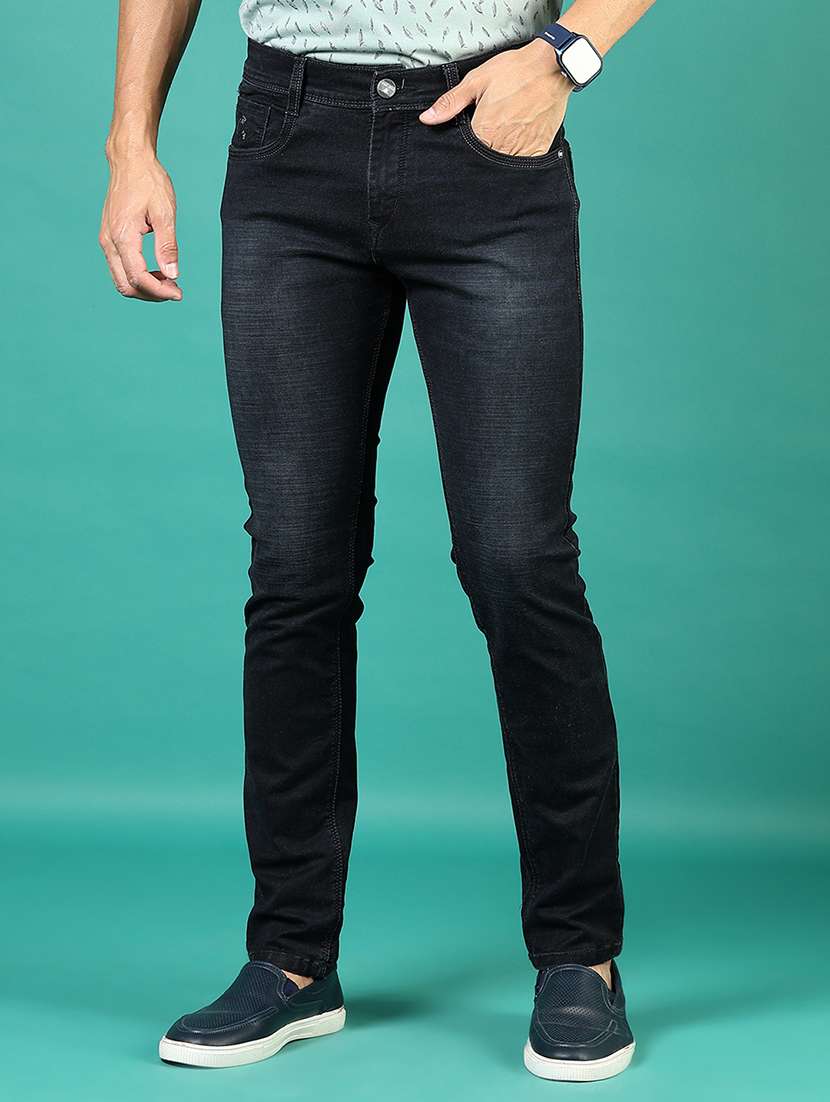 men washed mid rise full length denim jeans - 21855285 -  Standard Image - 1