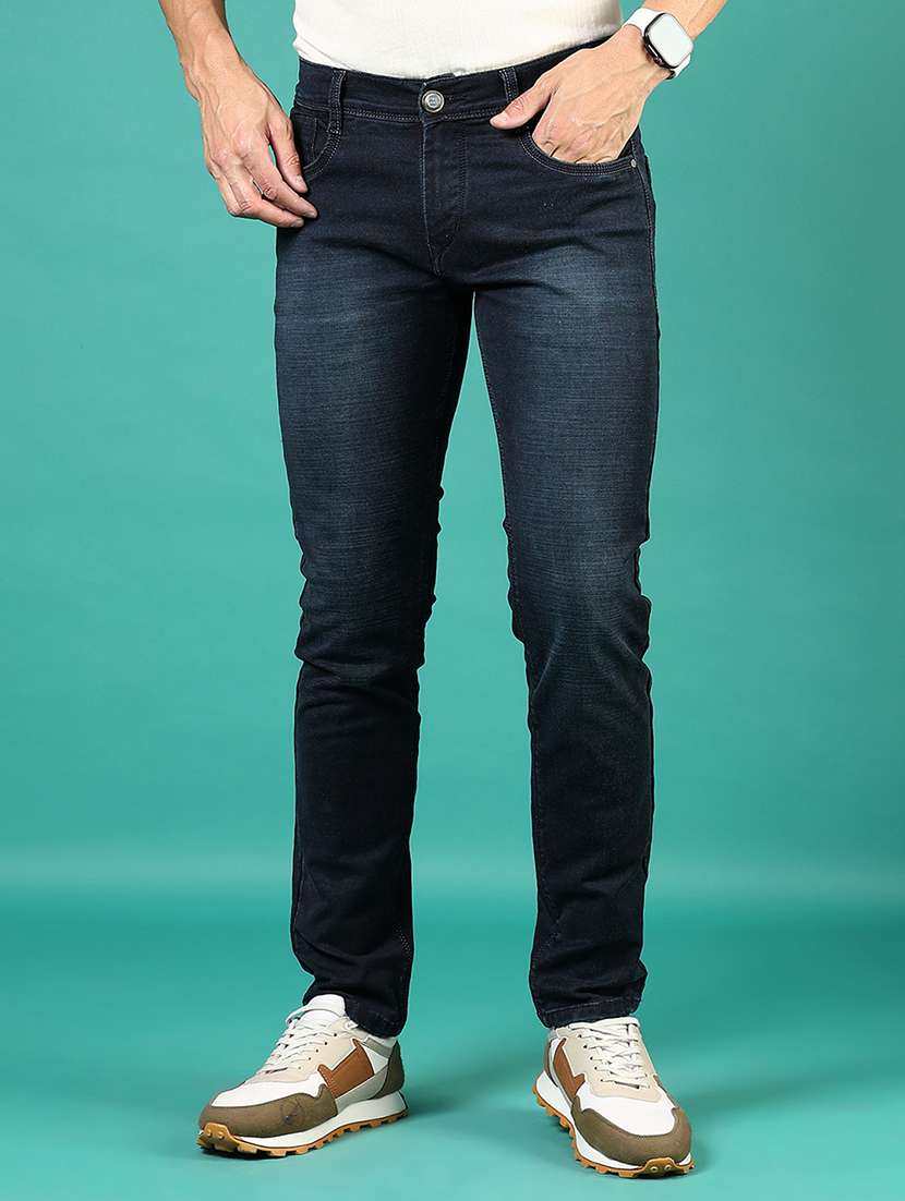 men washed mid rise full length denim jeans - 21855287 -  Standard Image - 1