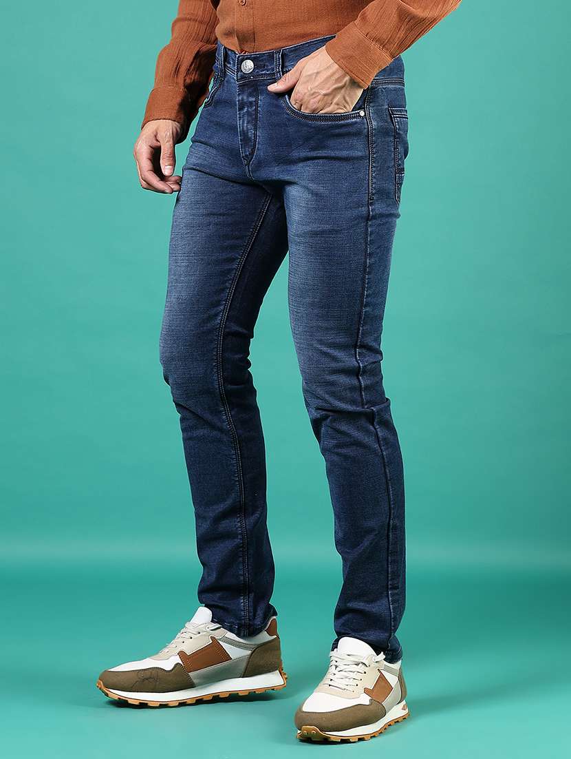 men washed mid rise full length denim jeans - 21855291 -  Standard Image - 1