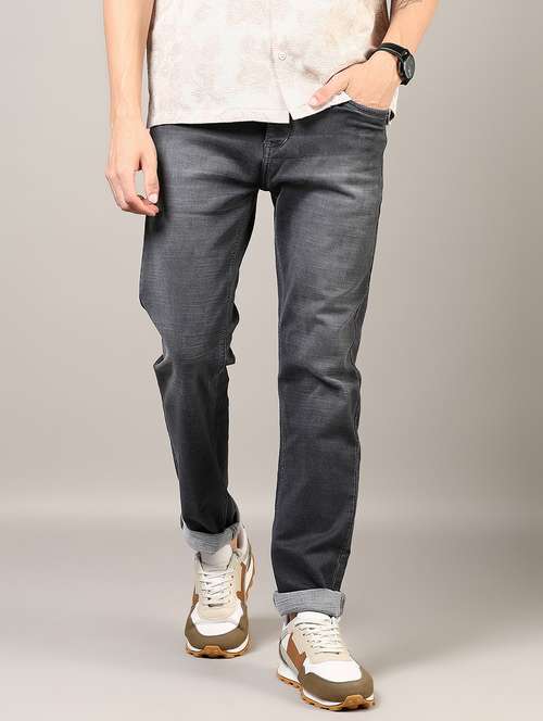 men washed mid rise full length denim jeans - 21855314 -  Standard Image - 0