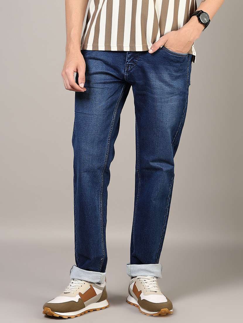 men washed mid rise full length denim jeans - 21855318 -  Standard Image - 1