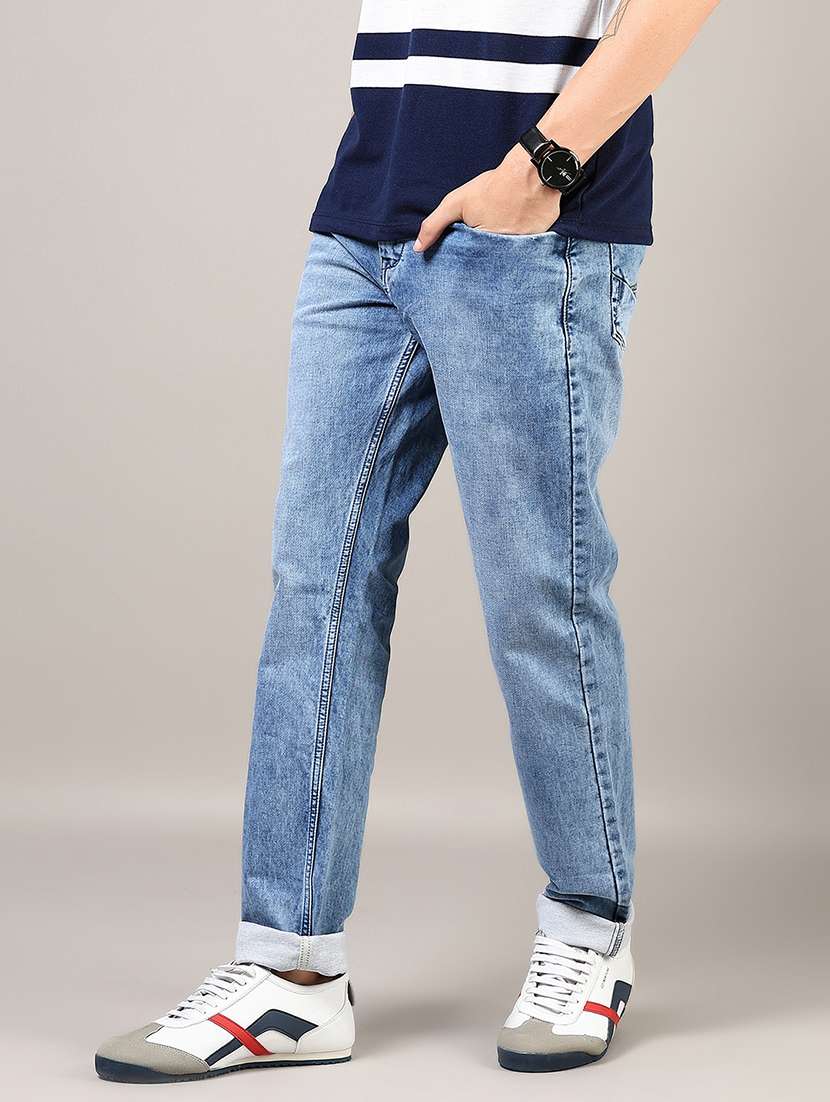 men washed mid rise full length denim jeans - 21855319 -  Standard Image - 1