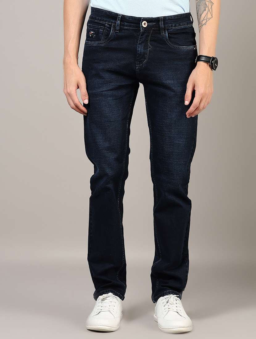 men washed mid rise full length denim jeans - 21855321 - Standard Image - 1