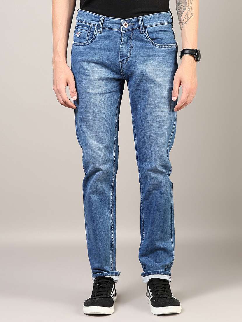 men washed mid rise full length denim jeans - 21855322 -  Standard Image - 1
