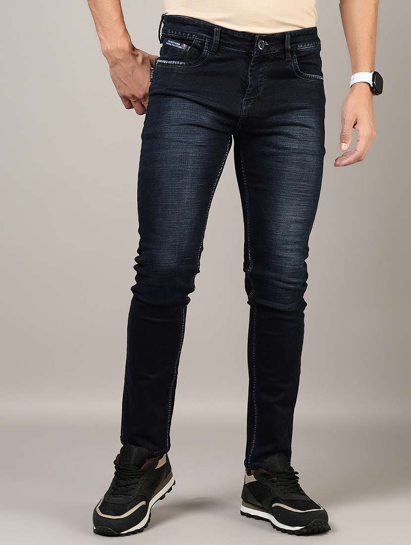 men washed mid rise full length denim jeans - 21855325 -  Standard Image - 1