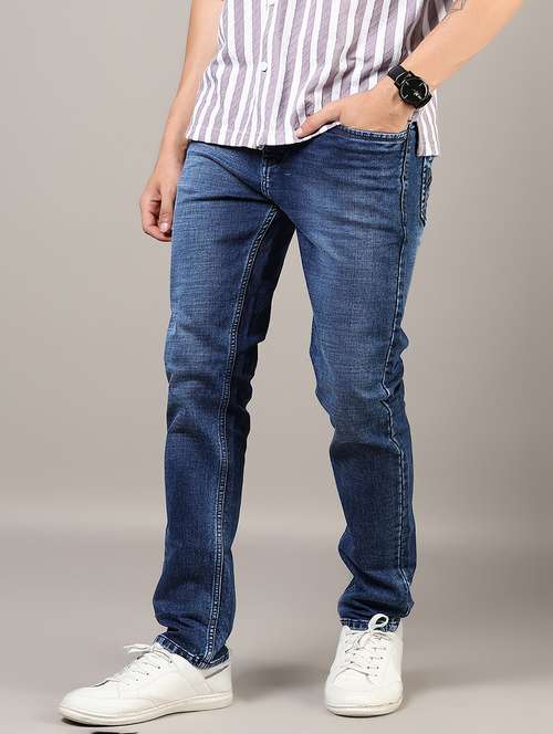men washed mid rise full length denim jeans - 21855326 -  Standard Image - 0
