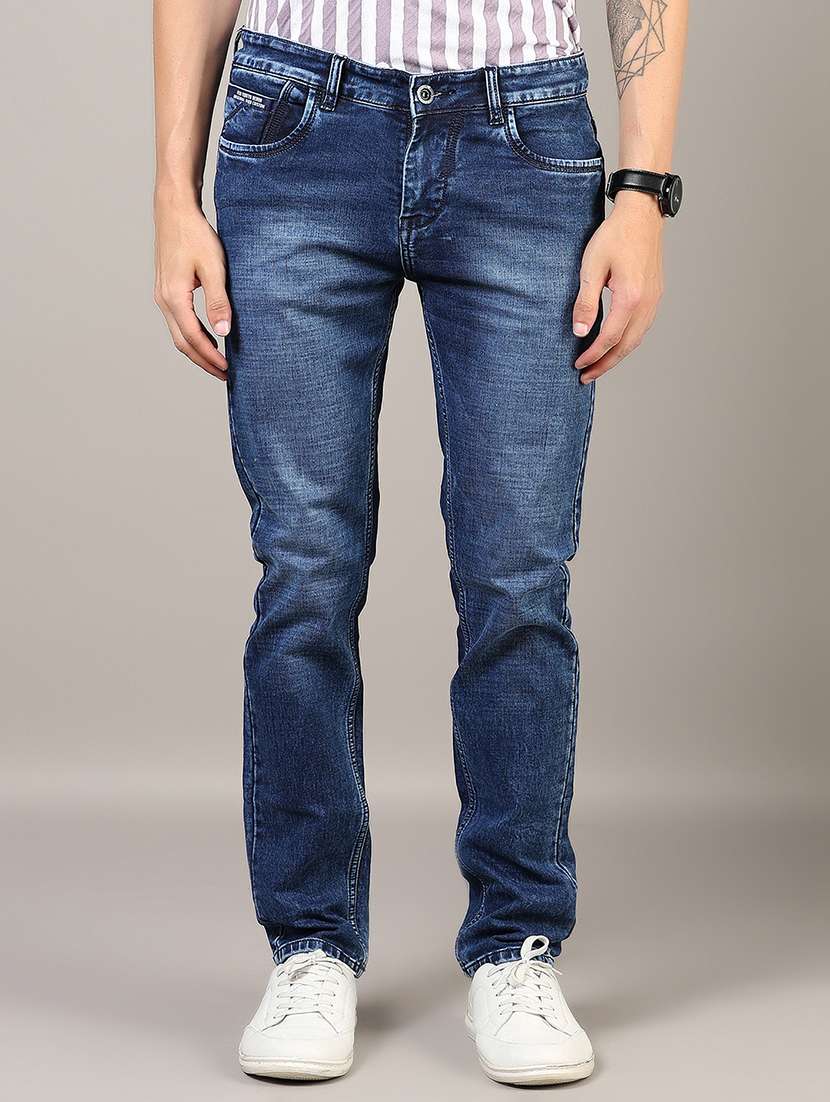 men washed mid rise full length denim jeans - 21855326 - Standard Image - 1